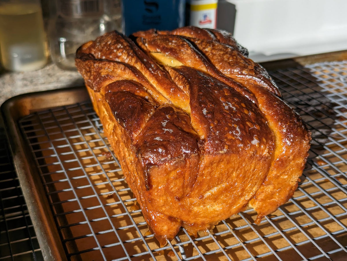 Sourdough babka, dark baked crust